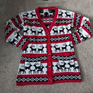EUC Holiday Reindeer Cardigan, XXL (Tall Friendly)